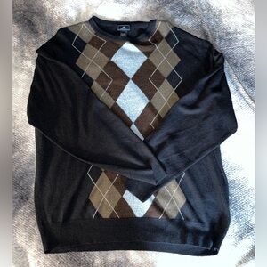 Dockers Men's Crewneck Sweater - Black, Brown, Tan Argyle